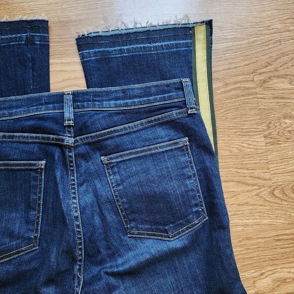 Veronica Beard Jeans Womens Size 30 Carolyn 10" Baby Boot Dark Wash Gold Stripe - Picture 7 of 11